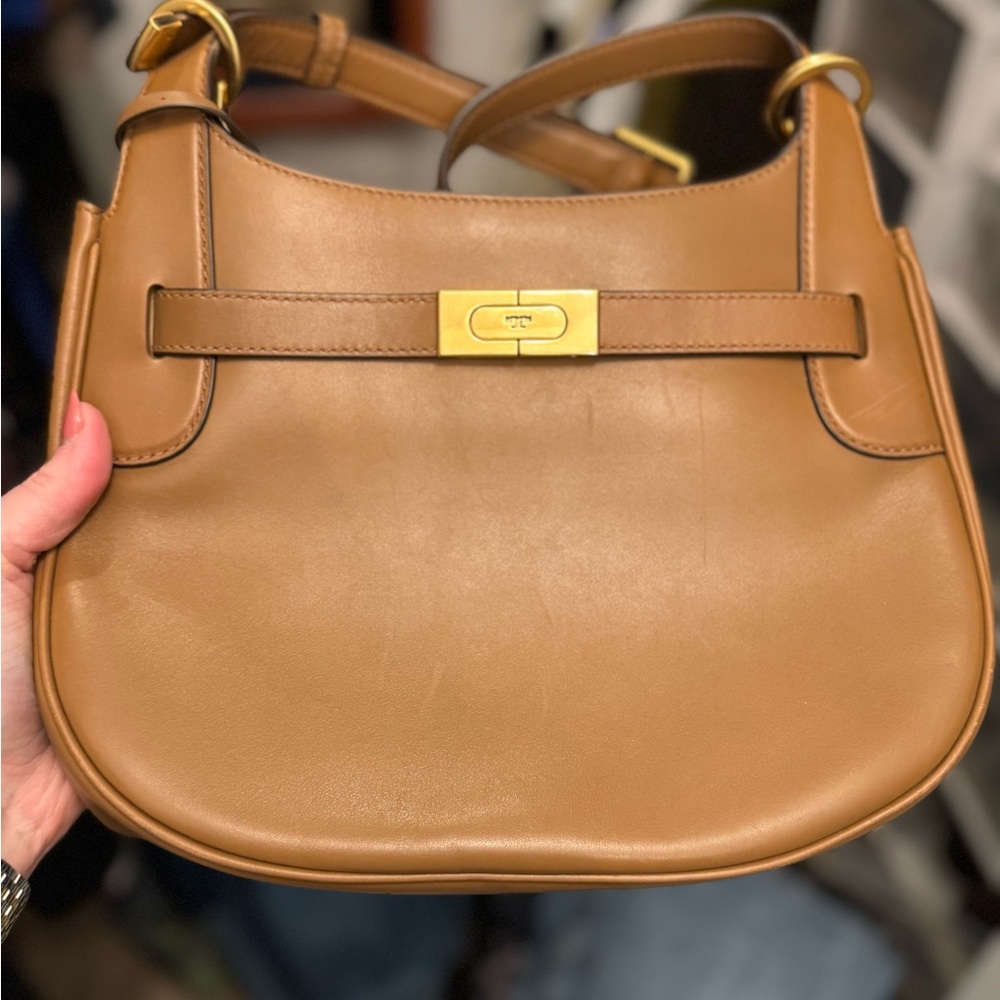 NWT Tory Burch Tan Leather Lee Radziwill Crossbody Saddlebag